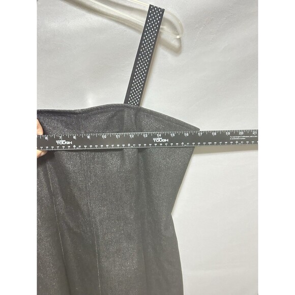 BCBG Maxazria Jean L Black Denim Spaghetti Polka Dot‎ Strap Dress - No Size Tag - Picture 2 of 11